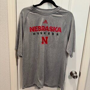Nebraska Huskers Adidas Climate Grey Tee Shirt